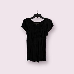 Fever Women’s Empire Waist, Flutter Sleeves Black Blouse Size S